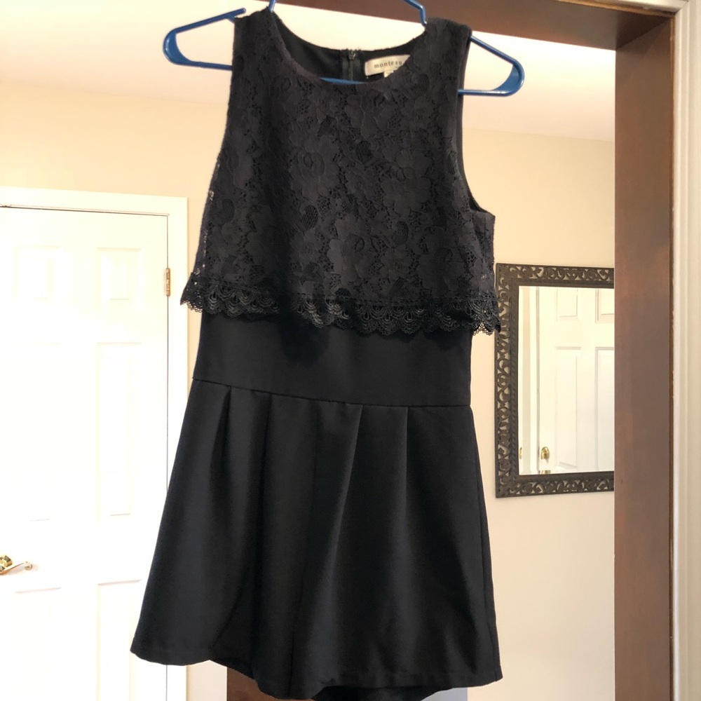 Monteau Lace Top High Neck Romper